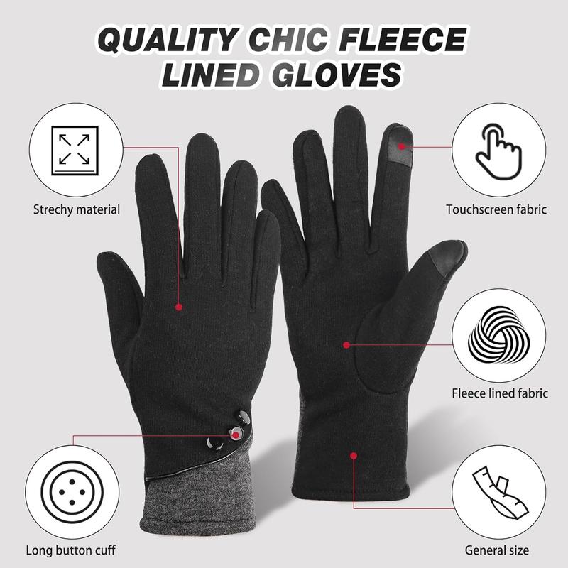 Women Winter Gloves With Touchscreen Fingers, 3 Pairs Fleece Lined Gloves for Women Cold Weather,Thick Windproof Gloves for Warm Wear(Black Gray Pink)