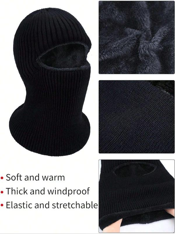 Solid Color Balaclava Hat, 2024 New Style Windproof Neck Full Face Mask, Knitted Balaclava Hat for Men & Women, Fashion Accessories for Fall & Winter