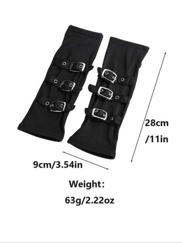 Punk Style Buckle Design Grommet Eyelet Gloves, Fashionable Arm Sleeves for Women, Fashion Accessories for Party, Daily Clothing Decor