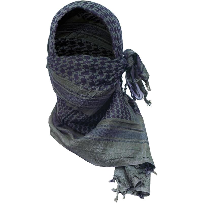 100% Cotton Shemagh Tactical Scarf for Men - Middle Eastern Desert Hood Bandana Keffiyeh Outdoor Face Cover outdoor hat