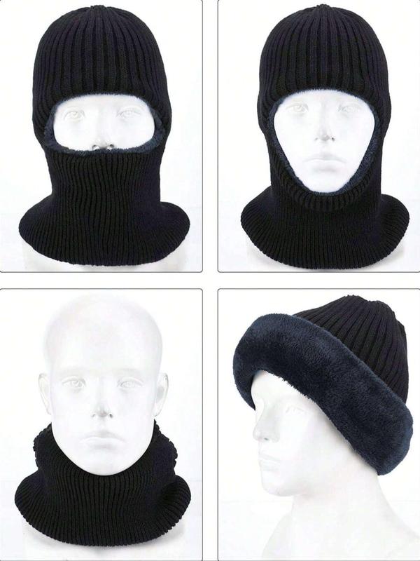 Solid Color Balaclava Hat, 2024 New Style Windproof Neck Full Face Mask, Knitted Balaclava Hat for Men & Women, Fashion Accessories for Fall & Winter