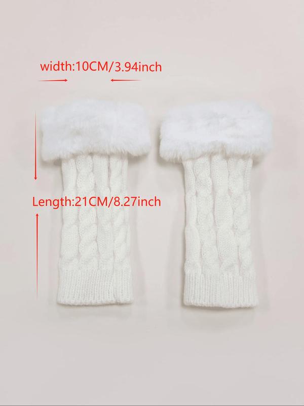 Women's Solid Color Knit Fingerless Gloves, 2024 New Style Casual Trendy Warm Gloves for Fall & Winter, Fashion Accessories for Women & Girls