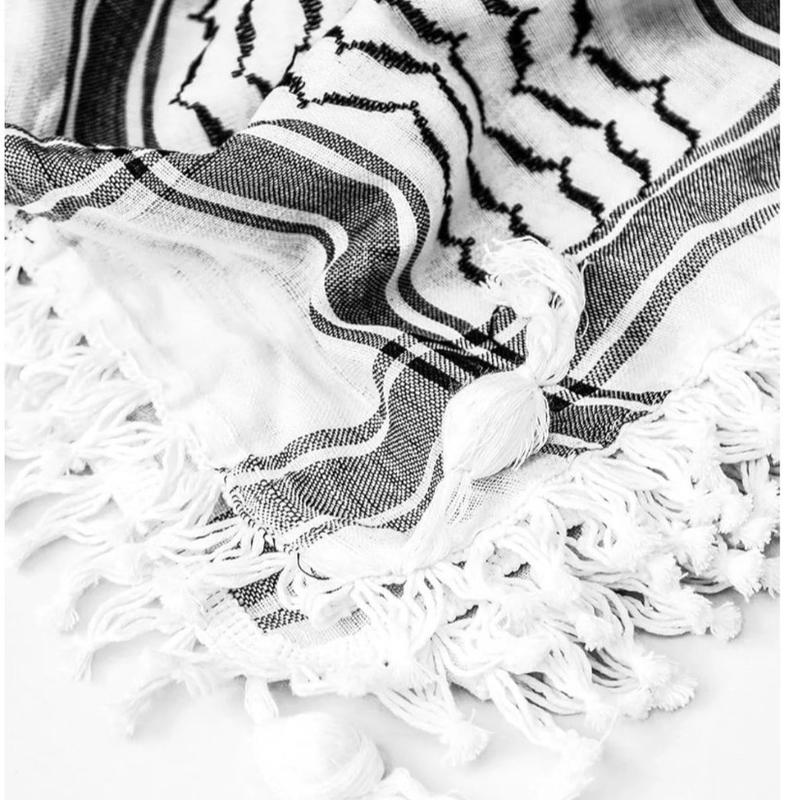 Traditional woven Palestinian keffiyeh, kufiya,shemagh, or scarf with classic Palestinian patterns