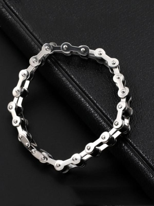 Punk Style Stainless Steel Motorcycle Chain Bracelet, Fashion Jewelry for Party, Daily Clothing Decor, Trendy All-match & Exquisite Jewelry for Birthday Gift