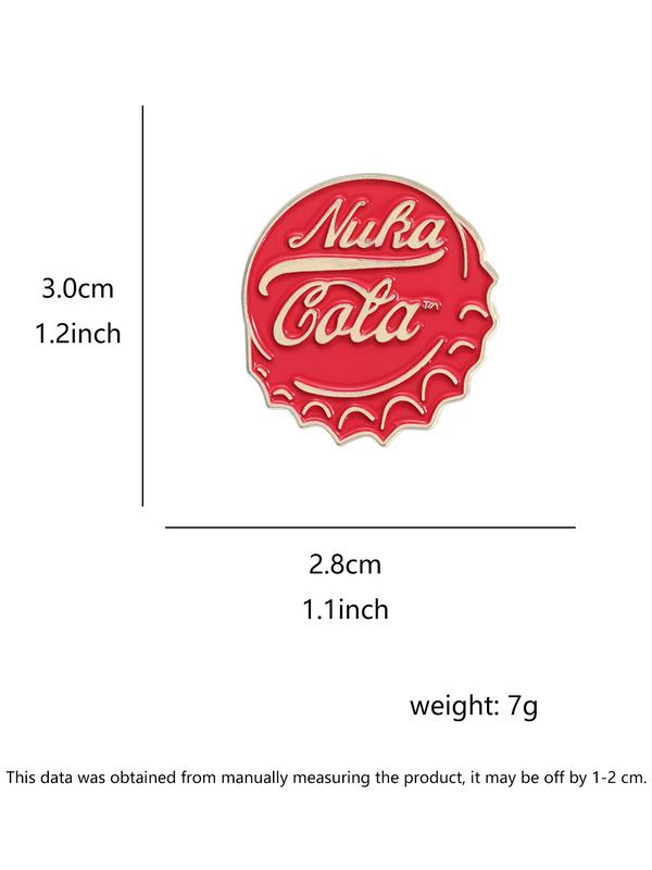 Coca Cola Bottle Cap Design Brooch, Cute Letter Pattern Brooch, Fashion Accessories for Men & Women, Creative Gift, Suitable for Daily Wear