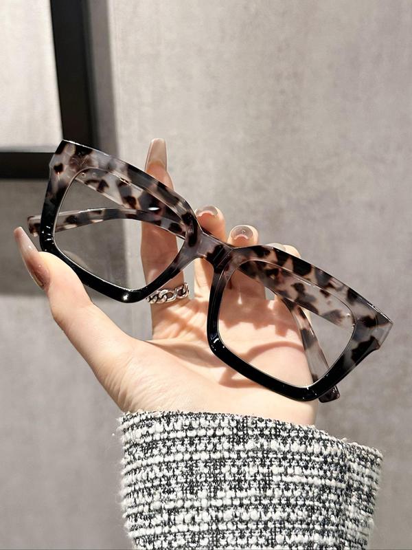 Unisex Fashionable All-match Square Frame Leopard Pattern Eyeglasses, Vintage Trendy Eyeglasses for Daily Use, Fashion Accessories for Outdoor Activities