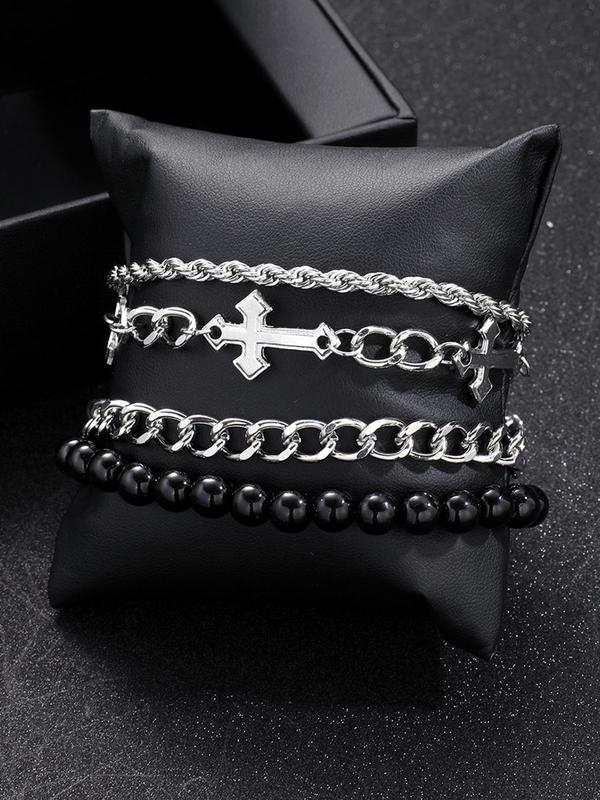 Punk Style Cross Design Chain Bracelet, Fashion Jewelry for Party, Daily Clothing Decor, Trendy All-match & Exquisite Jewelry for Birthday Gift