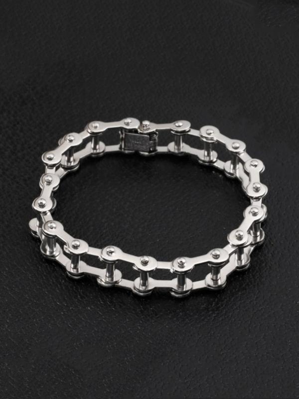 Punk Style Stainless Steel Motorcycle Chain Bracelet, Fashion Jewelry for Party, Daily Clothing Decor, Trendy All-match & Exquisite Jewelry for Birthday Gift