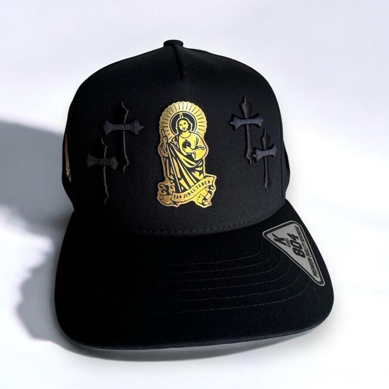 Saint Jude Snapback Hat with Embroidered 2 Crosses on Sides