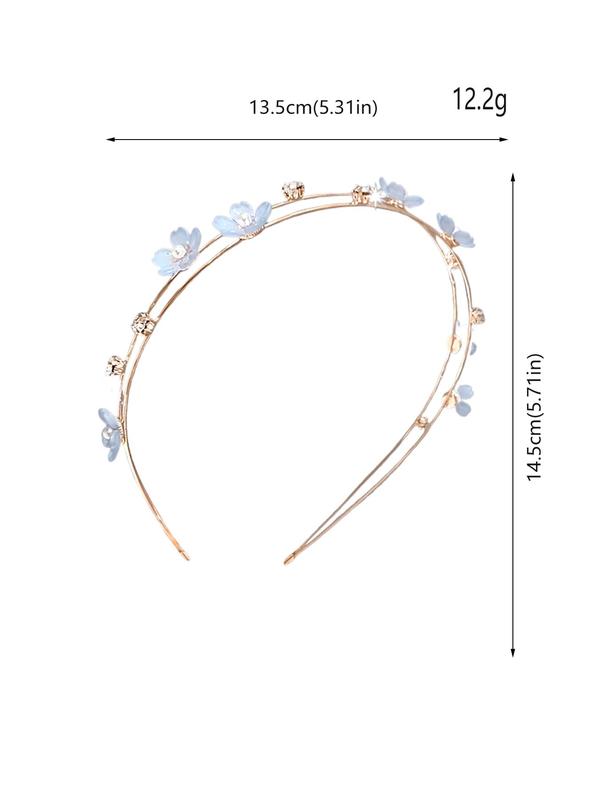 Flower & Rhinestone Decorated Headband, Elegant Faux Pearl Decor Hair Hoop for Wedding Bridal Party Formal Occasions, Exquisite Cute Hair Accessories for Women