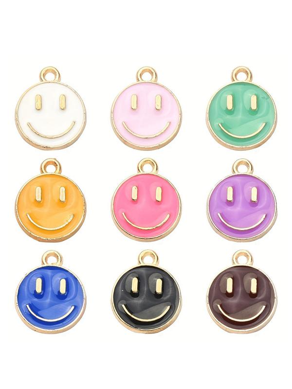 Mixed Color Face Pendant, 18 Counts Cute Pendant for DIY Jewelry Making, Fashion Accessories for Women & Girls