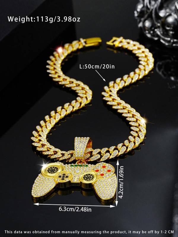 Punk Style Game Controller Shaped Pendant Necklace, Rhinestone Decorated Necklace for Party, Daily Decor, Trendy  Exquisite Jewelry for Birthday Gift