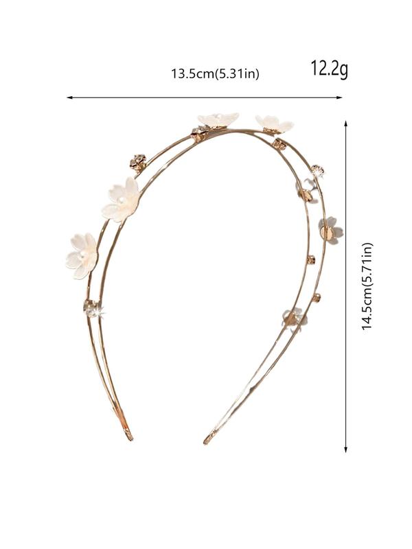 Flower & Rhinestone Decorated Headband, Elegant Faux Pearl Decor Hair Hoop for Wedding Bridal Party Formal Occasions, Exquisite Cute Hair Accessories for Women