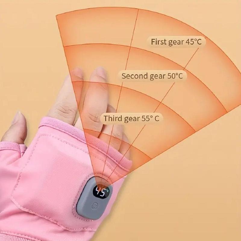 USB Rechargeable Electric Heated Gloves, Half Finger Warm Gloves, Adjustable Temperature Hand Warmer for Women, Hand Warmer for Home Office Outdoor