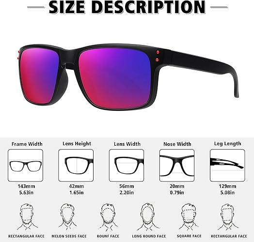 Set of 3 Polarized and Coated Lens Sunglasses for Men and Women, UV400 Protection, Rectangle Full Rim Frame, Sports Driving Fishing SunGlasses