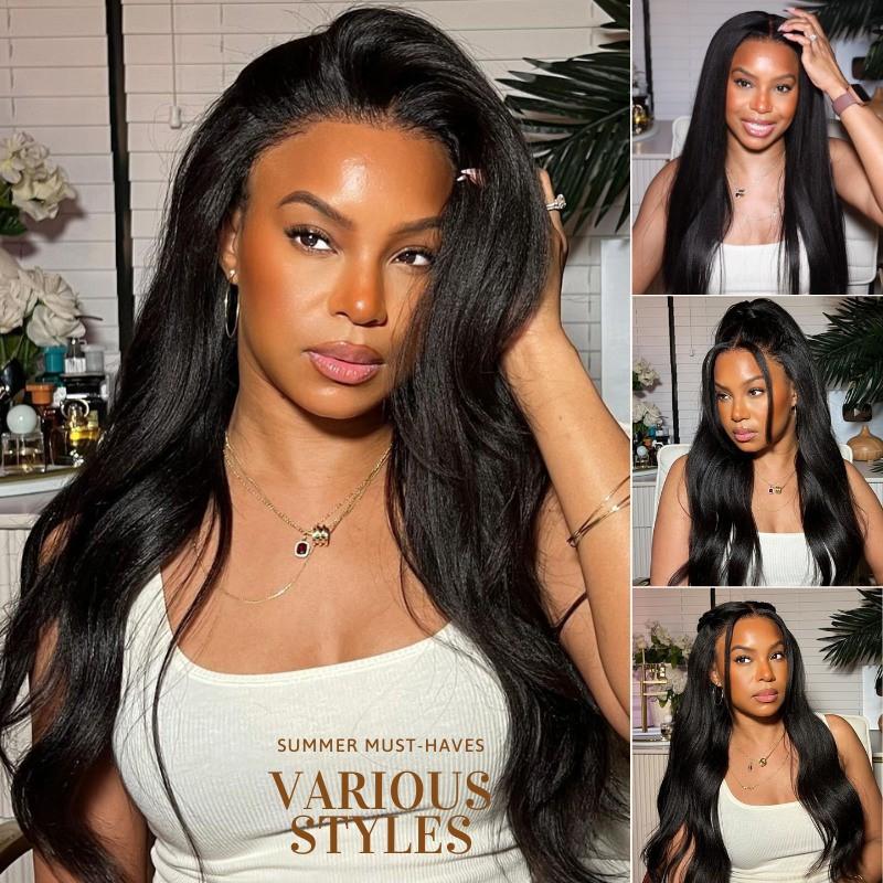 Nadula Glueless Wig 7x5   13x4 Pre-cut Lace  Black Yaki Straight Bleached Knots Beginner Friendly 100% Human Hair Wigs