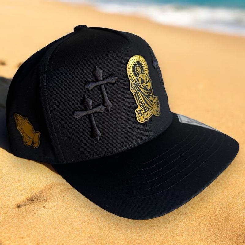 Saint Jude Snapback Hat with Embroidered 2 Crosses on Sides