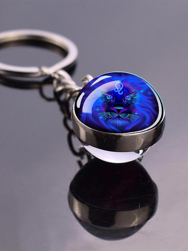 Constellation Design Keychain,  Creative Glass Pendant Keychain, Fashionable Keychain for Men & Women As Gift