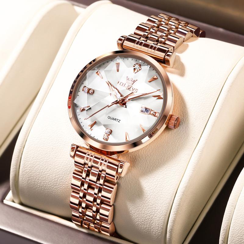 OLEVS Watch for Women Set Fashion Ladies Wrist Watch Minimalist with Rose Gold Bracelet Analog Quartz Date Waterproof Wrist Watches