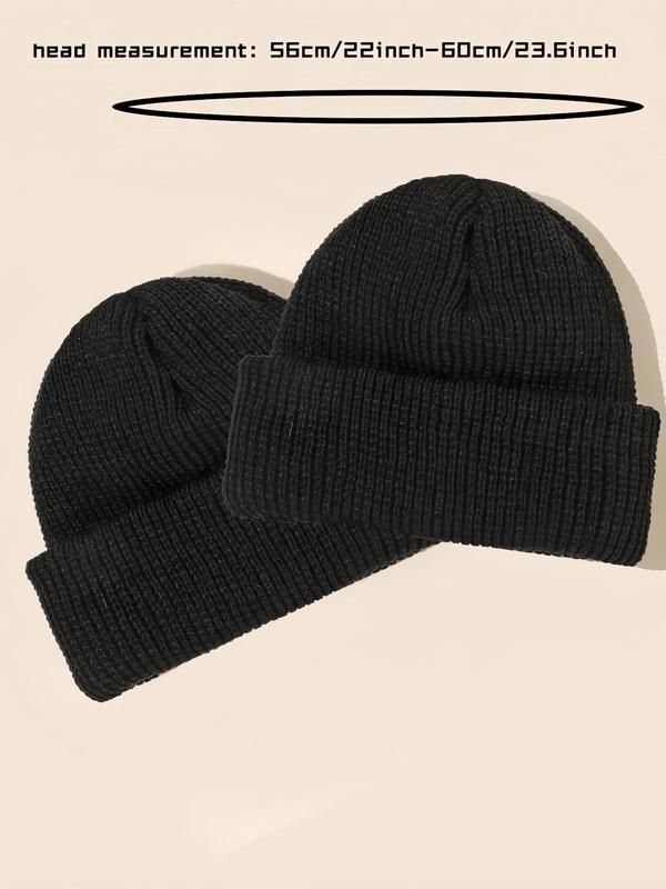 Men's Solid Color Knit Beanie Hat, Casual Street Soft Comfortable Beanie Cap for Fall & Winter, Fashion Accessories for Daily Wear