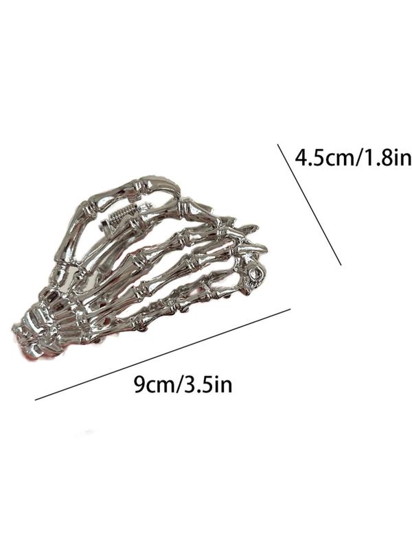 Fashionable Punk Alloy Hair Claw Clip, Cute Easy Grasping Skull Hand Design Hair Accessories for Women & Girls