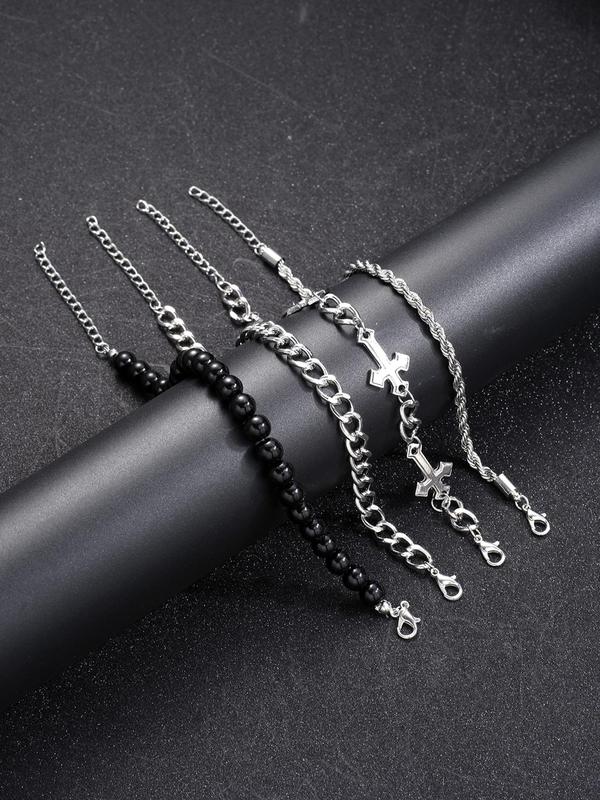 Punk Style Cross Design Chain Bracelet, Fashion Jewelry for Party, Daily Clothing Decor, Trendy All-match & Exquisite Jewelry for Birthday Gift