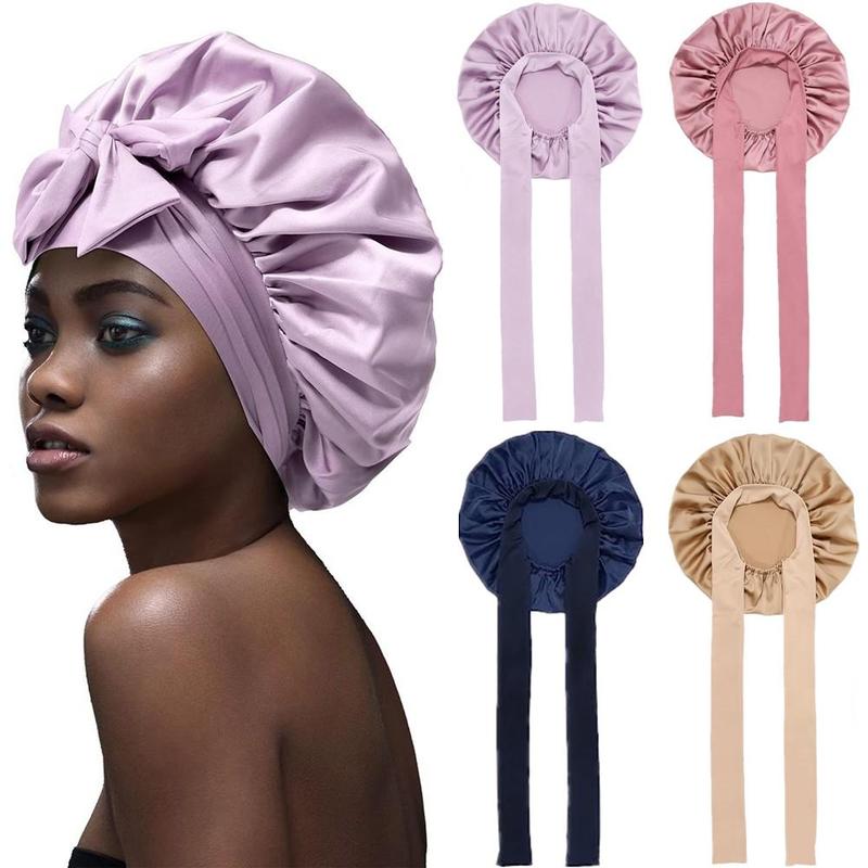 Single Layer Summer Cool Satin Bonnet Silk Like Texture for Women Curly Hair Hair Care Wrap Sleeping Cap Adjustable Bonnets Nightcap Gifts for Women