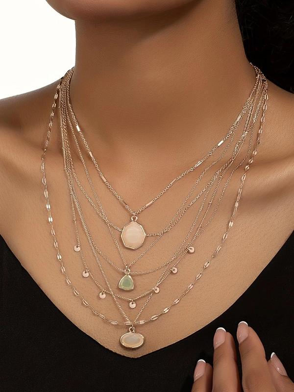 Boho Style Long Multi-layered Chain Necklace, Fashion Jewelry for Party, Daily Clothing Decor, Trendy All-match & Exquisite Jewelry for Birthday Gift