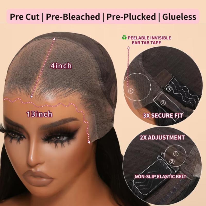 Nadula Glueless Wig 7x5   13x4 Pre-cut Lace  Black Yaki Straight Bleached Knots Beginner Friendly 100% Human Hair Wigs