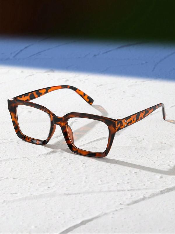 Unisex Fashionable All-match Square Frame Leopard Pattern Eyeglasses, Vintage Trendy Eyeglasses for Daily Use, Fashion Accessories for Outdoor Activities