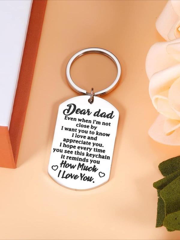 Stainless Steel Dad Keychain, Fashionable Letter Pattern Keychain for Men, Trendy All-match & Exquisite Keychain for Birthday Gift