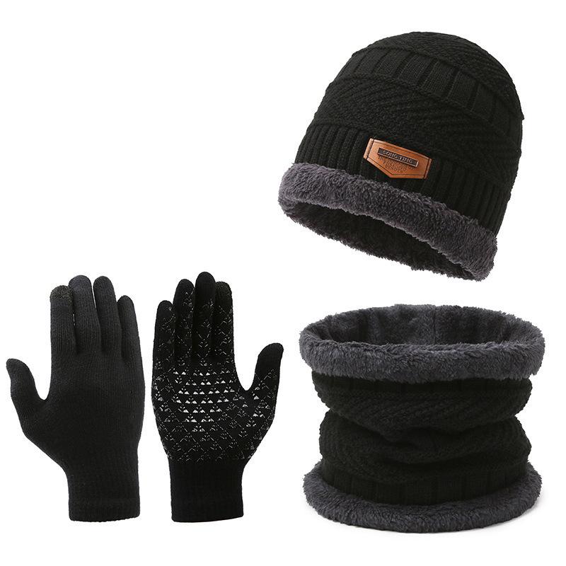 Winter Knitted Warm Suit 3-In-1 Warm Beanie & Scarf & Gloves for Outdoor Walking Cycling Running Outdoor Sports Accessories for Men & Women Outdoor Accessories