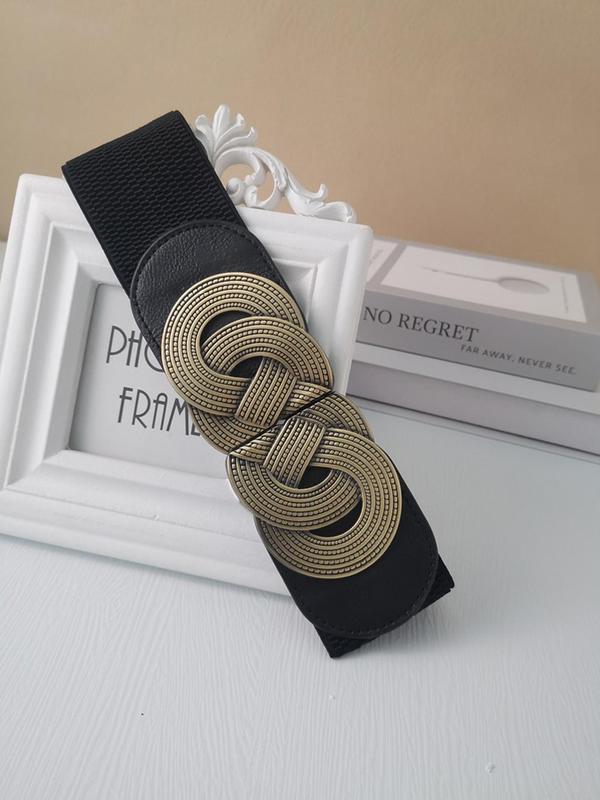 Fashion Elastic Woven Belt,  Women's Solid Color Wide Waistband Decorative Belt for Casual Outfits, Elegant All-match Fashion Accessories for Daily & Party Decoration