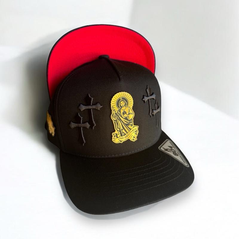 Saint Jude Snapback Hat with Embroidered 2 Crosses on Sides