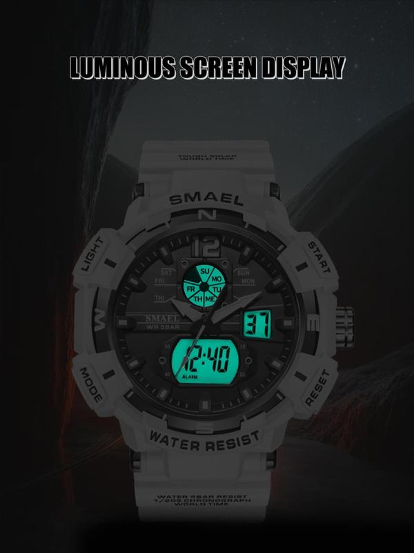 Multi-color Sporty Round Dial Analog Digital Watch  for Gift for Men with Box, Outdoor Sports Wristwatch, Electronic Quartz Watch, Perfect Holiday & Birthday Gift for Men