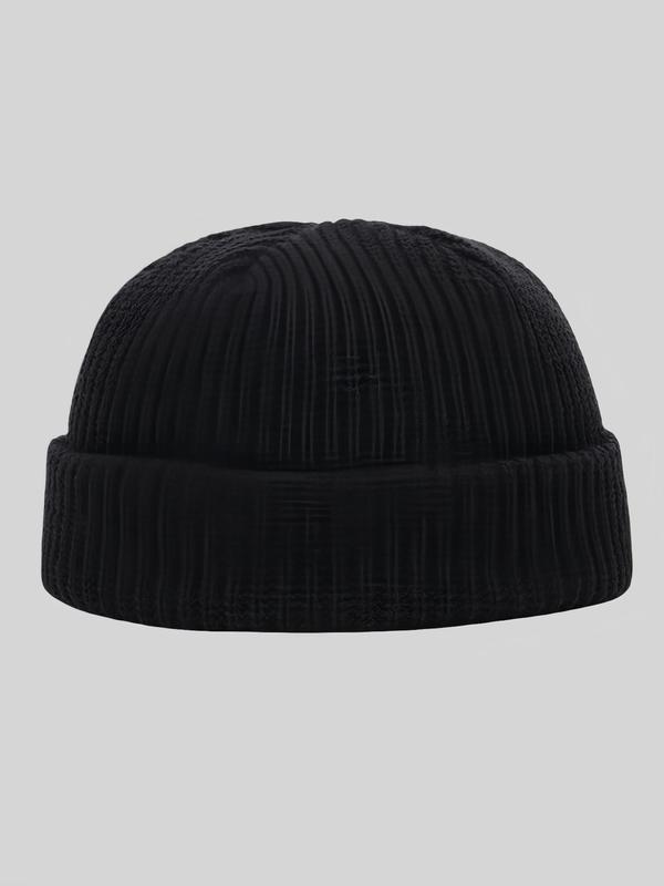 Men's Solid Color Knit Beanie Hat, Casual Street Soft Comfortable Beanie Cap for Fall & Winter, Fashion Accessories for Daily Wear