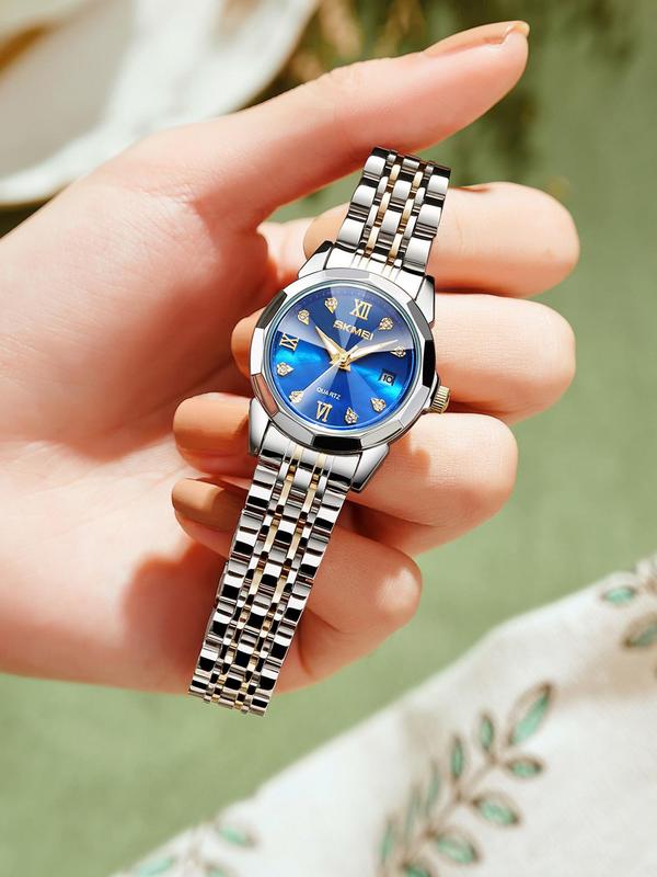 Women's Elegant Rhinestone Decorated Analog Quartz Watch, Fashion Waterproof & Luminous Watch for Party, Daily Decor, Trendy All-match & Exquisite Watch for Birthday Gift