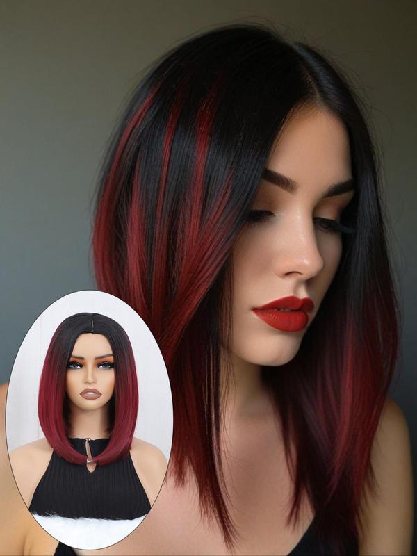 12 Inch Bobo Short Straight Wigs for Women, Gorgeous Wigs without Bangs, Synthetic Full Machine Wigs for Party, Daily Use