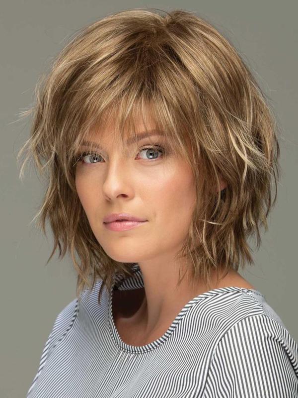 Fashionable Layered Bob Wigs for Women, Gorgeous Fluffy Wigs with Bangs, Synthetic Full Machine Wigs for Party, Daily Use