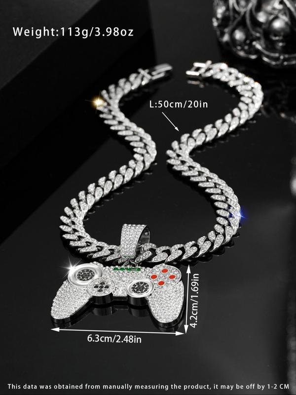 Punk Style Game Controller Shaped Pendant Necklace, Rhinestone Decorated Necklace for Party, Daily Decor, Trendy  Exquisite Jewelry for Birthday Gift