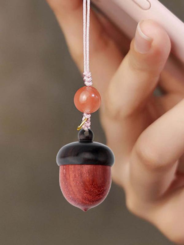 Wooden Acorn Box Pendant with Screw Cap, Secret Canister for DIY Keychain Necklace Crafting Jewelry Making, Car Pendant