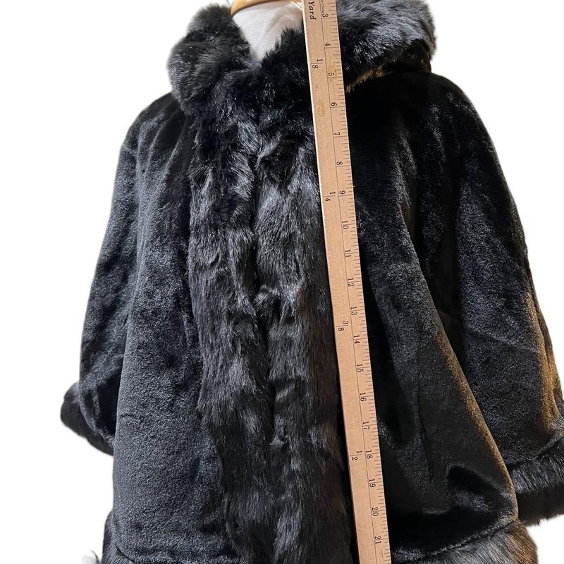 Black artificial fur thickened shawl