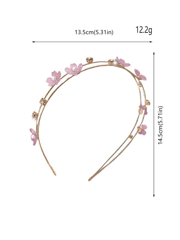 Flower & Rhinestone Decorated Headband, Elegant Faux Pearl Decor Hair Hoop for Wedding Bridal Party Formal Occasions, Exquisite Cute Hair Accessories for Women