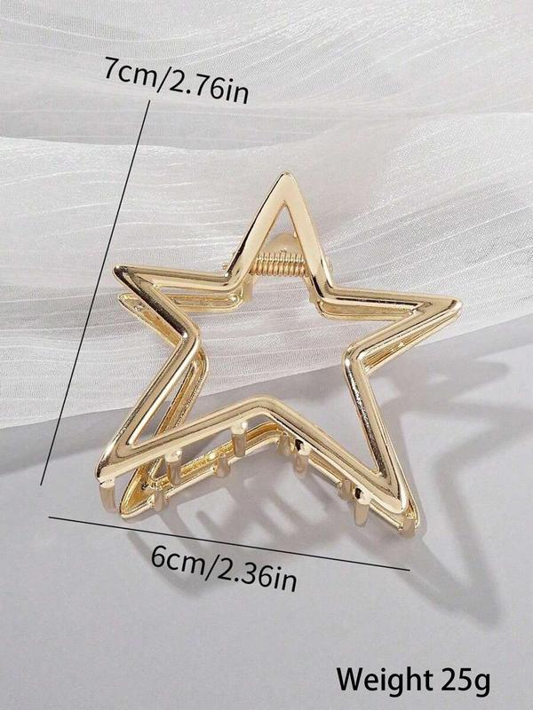 Star Shaped Hair Claw, Fashionable Hollow Out Star Design Hair Accessories for Women & Girls, Casual Versatile Hair Accessories for Daily Wear