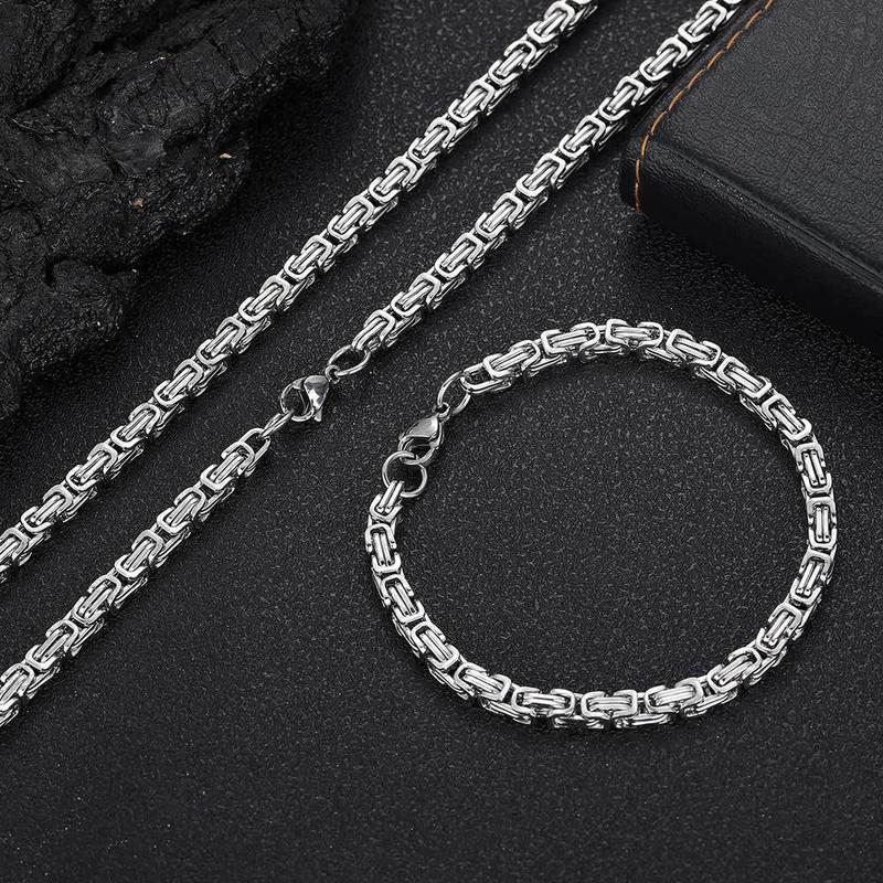 GAB 316LStainless Steel Stylish  Imperial Chain Set, Stylish Men's Women's Necklace Bracelet Set,The best Father's Day gifts