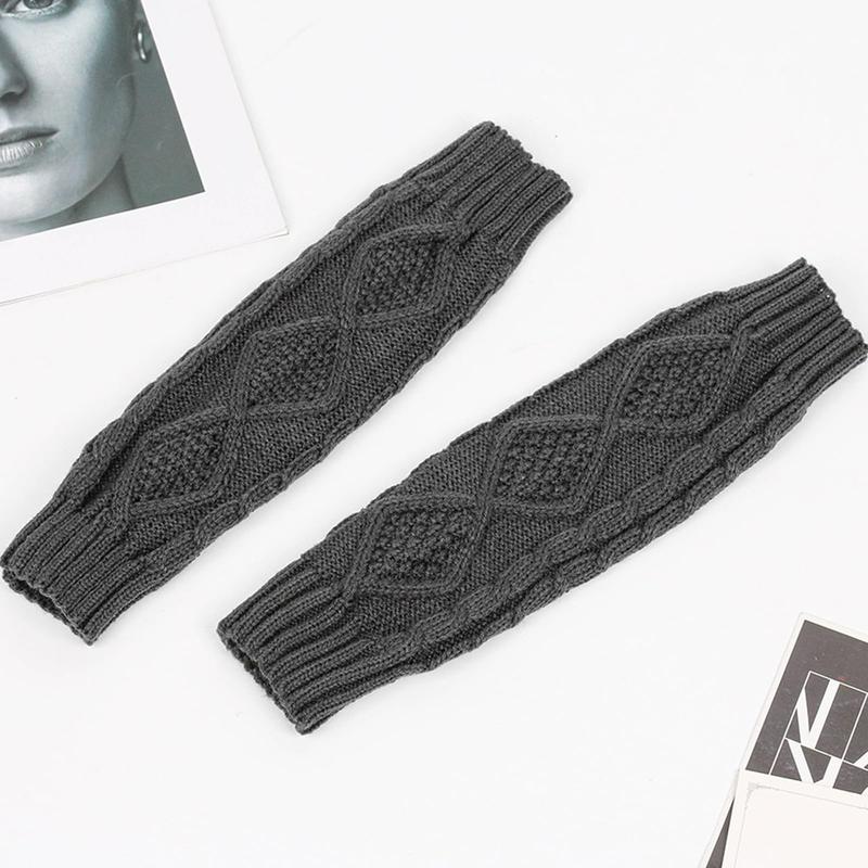 Cable Knitted Arm Warmers Thumb Hole Winter Long Fingerless Gloves