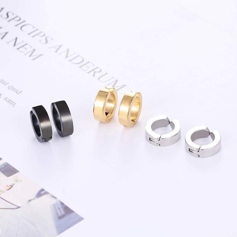 12 Pairs Stainless Steel Non Pierced Earrings for Men Women CZ Clip on Dangle Earrings Set