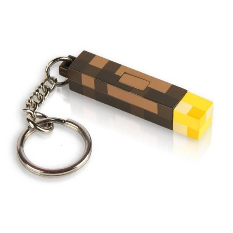 Minecraft Torch Light Keychain USB Charging Funny Keyring Backpack Pendant