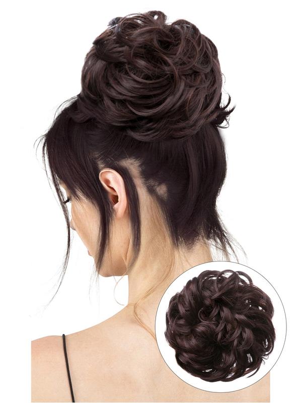 6 Inch Fashionable Solid Color Wavy Hair Bun, Natural Fluffy Hair Bun, Synthetic Hairpiece for Daily Use, Messy Elastic Scrunchies Style Hair Bun