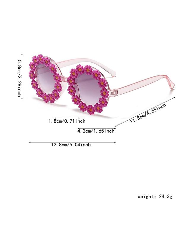 1 Pair Simple Floral Decor Sunglasses for Everyday Use, Summer Round Frame Fashion Sunglasses, Travel Accessories